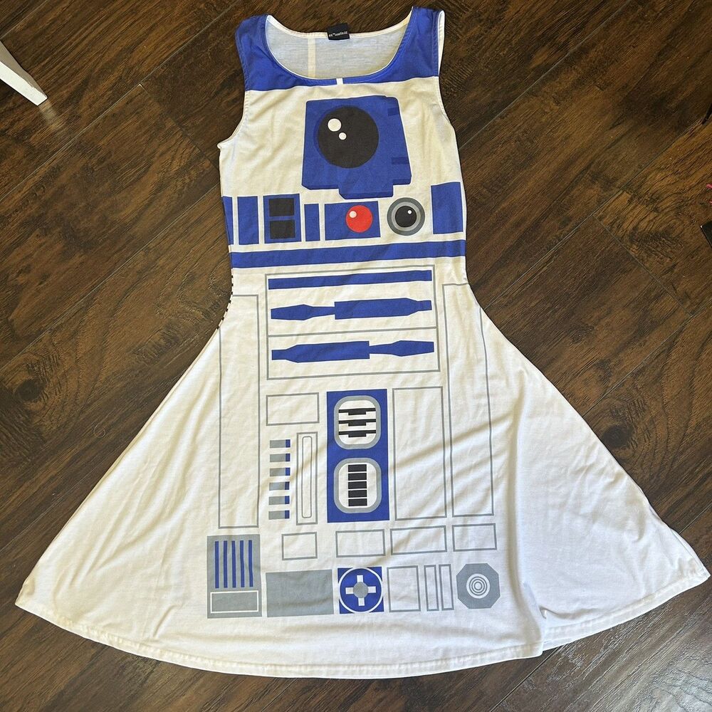 Star Wars R2D2 Costume Dress Women's Ladies Cosplay Droid White Clothing Size S